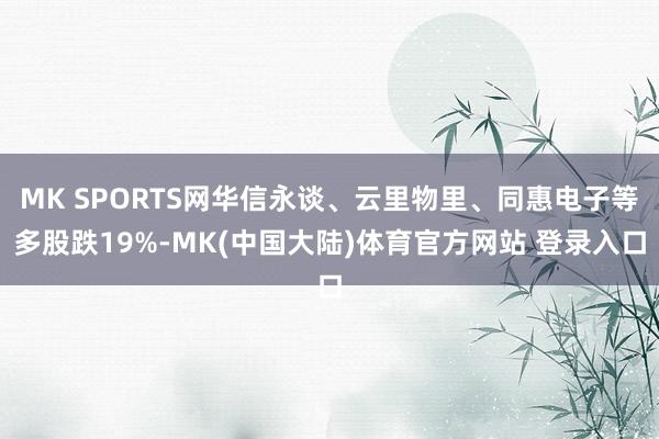 MK SPORTS网华信永谈、云里物里、同惠电子等多股跌19%-MK(中国大陆)体育官方网站 登录入口