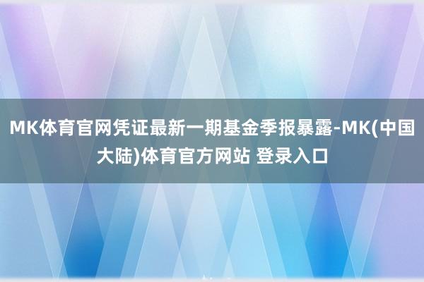 MK体育官网凭证最新一期基金季报暴露-MK(中国大陆)体育官方网站 登录入口